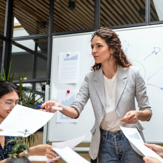 Public speaking coaching of a team